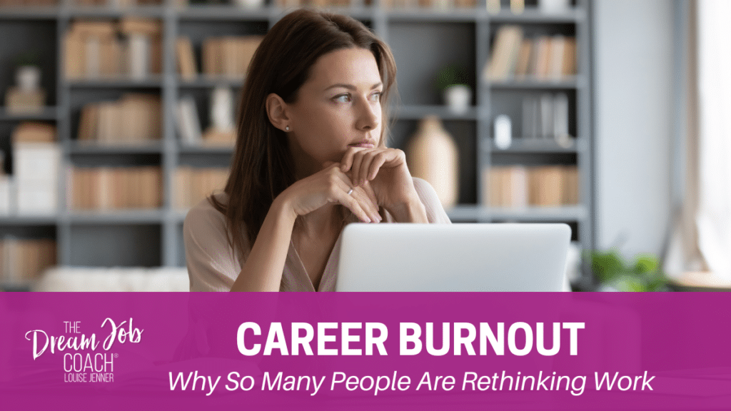 Professional woman reflecting on career burnout and work-life balance.
